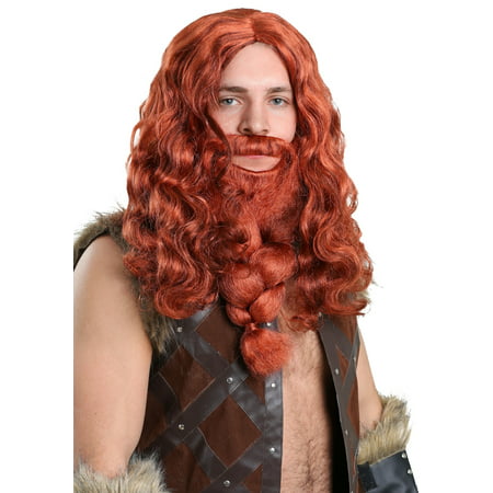 Red Viking Wig and Beard Set for Men