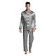 thumbnail image 1 of TONY & CANDICE Conjunto de pijama de satén clásico para hombre (XL, gris claro), 1 of 4