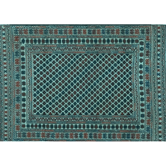 Ahgly Company Indoor Rectangle Southwestern Light Blue Country Area Rugs, 6' x 9'