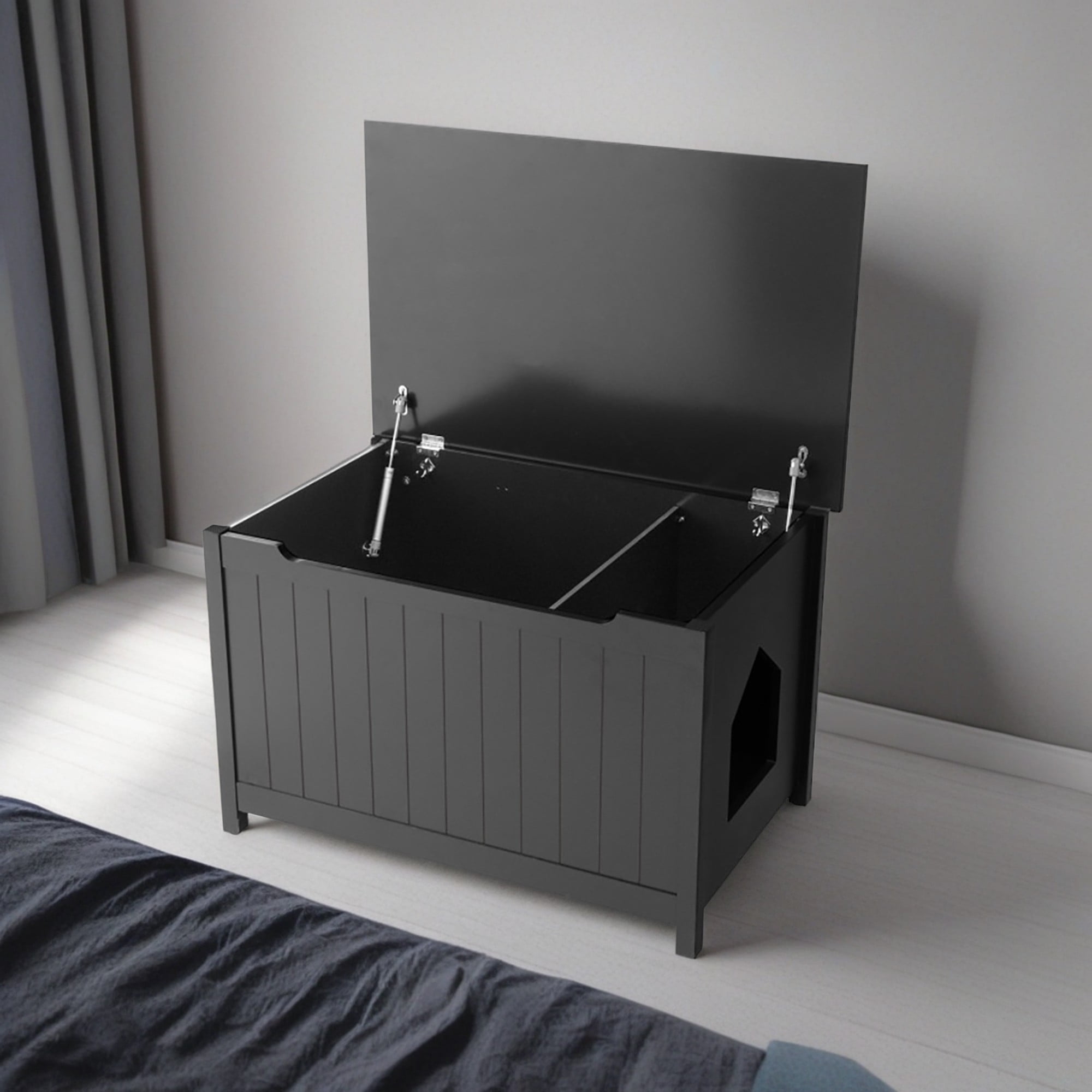 resenkos 31" Cat Litter Box Enclosure, Dog-Proof Cat House with Cover for Large Cats, Hidden Cat Litter Box Furniture, Black