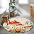 thumbnail image 4 of Retro Red Round Area&nbsp;Rug 3.3ft Mushroom Fern Plants Butterfly Beige Pastoral Non-Slip&nbsp;Washable Circle Rugs Soft Felt Indoor Floor Mat for Bedroom Kitchen Living Room Bathroom, 4 of 9