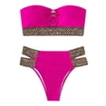 thumbnail image 1 of 2Pcs/Set Ring Connection Off Shoulder Bikini Set Bandeau Bra High Waist Briefs Swimwear Beachwear, 1 of 10