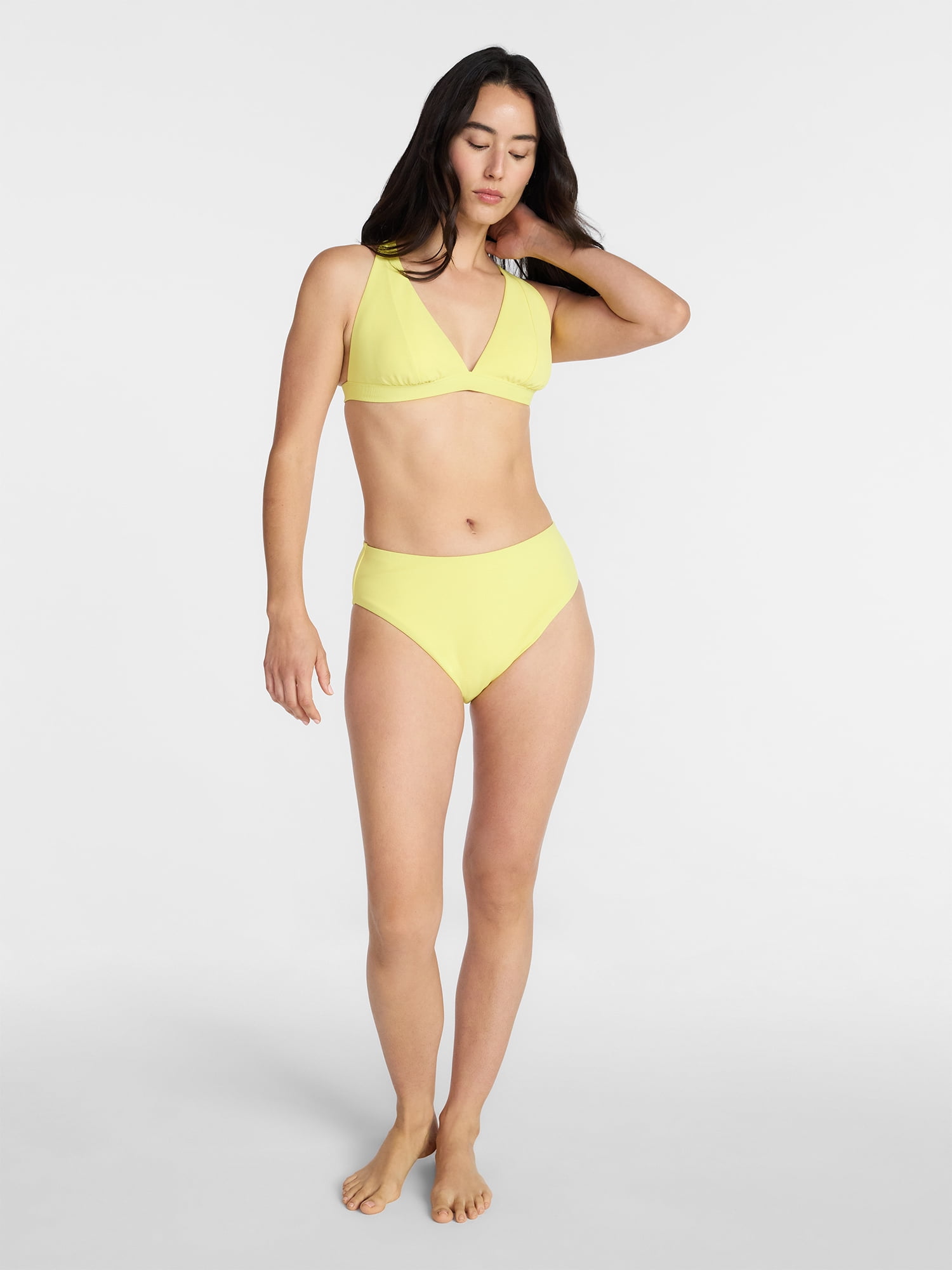 Time and Tru Women's and Women's Plus Ribbed Tall Triangle Bikini Top, Sizes XS-3X