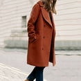 thumbnail image 2 of HNMKIU Women's Winter Blend Mid Long Coat with Notch Lapel Double Jacket Classic Long Coat Women for Fashion Outerwear Red,S, 2 of 8