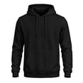thumbnail image 2 of Fleece Hoodie Pullover Men Casual Trendy Long Sleeve Drawstring Hoodies Winter Workout Regular Fit Hooded Sweatshirt Black L, 2 of 5