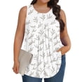 thumbnail image 7 of Summer Tank Tops for Women Vintage Floral Print Shirt Sleeveless Round Neck Tops Pleated Front Blouses Dressy Casual Loose Fit Tunics, 7 of 7