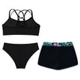 thumbnail image 4 of iixpin 3 Pcs Bikini Sets for Girls Crisscross Swim Crop Top Brief with Shorts Beach Bathing Suits Tankini Black 8, 4 of 5
