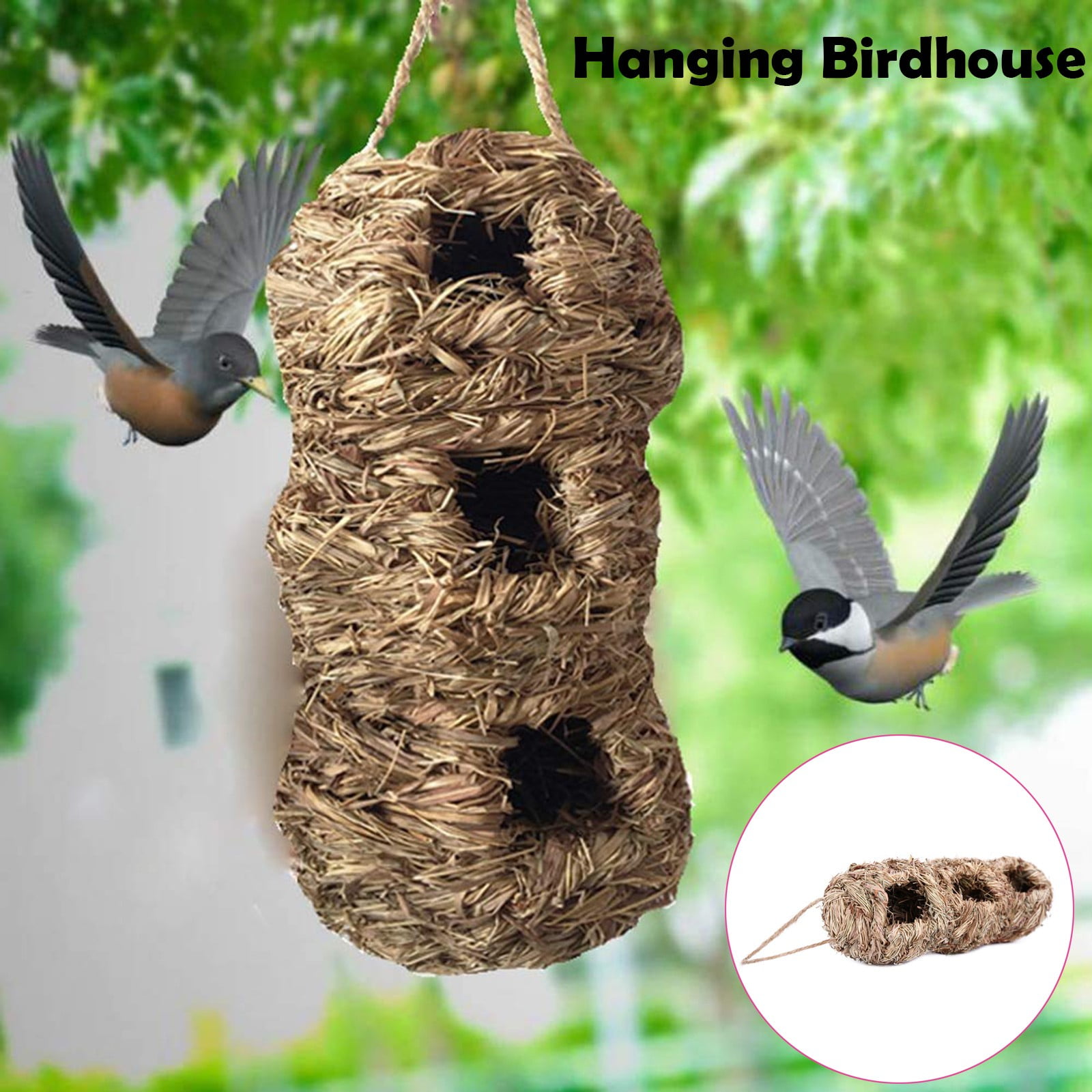 Hand Woven grass Hummingbird Houses Nest Small Hanging Audubon Birdhouse KV 