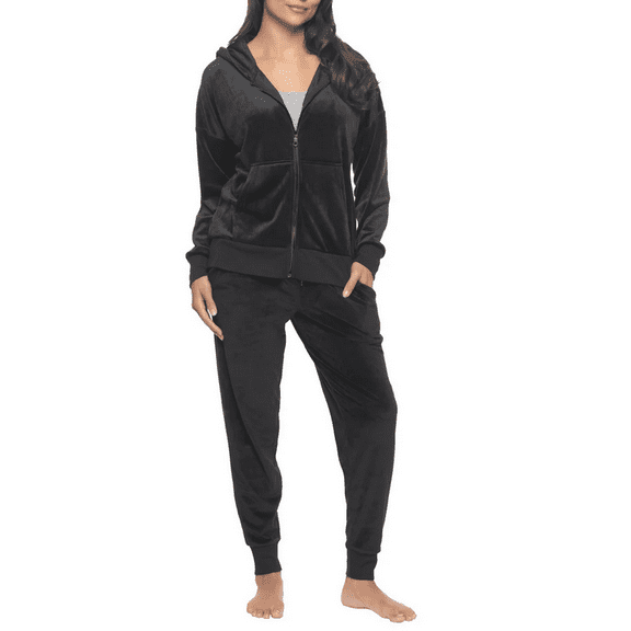 Felina Women's Velour Track Suit Set Black XS