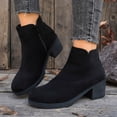 thumbnail image 6 of Wensltd Chunky Heel Ankle Boots for Women Round Toe Suede British Style Work Office Dressy Boots, 6 of 9