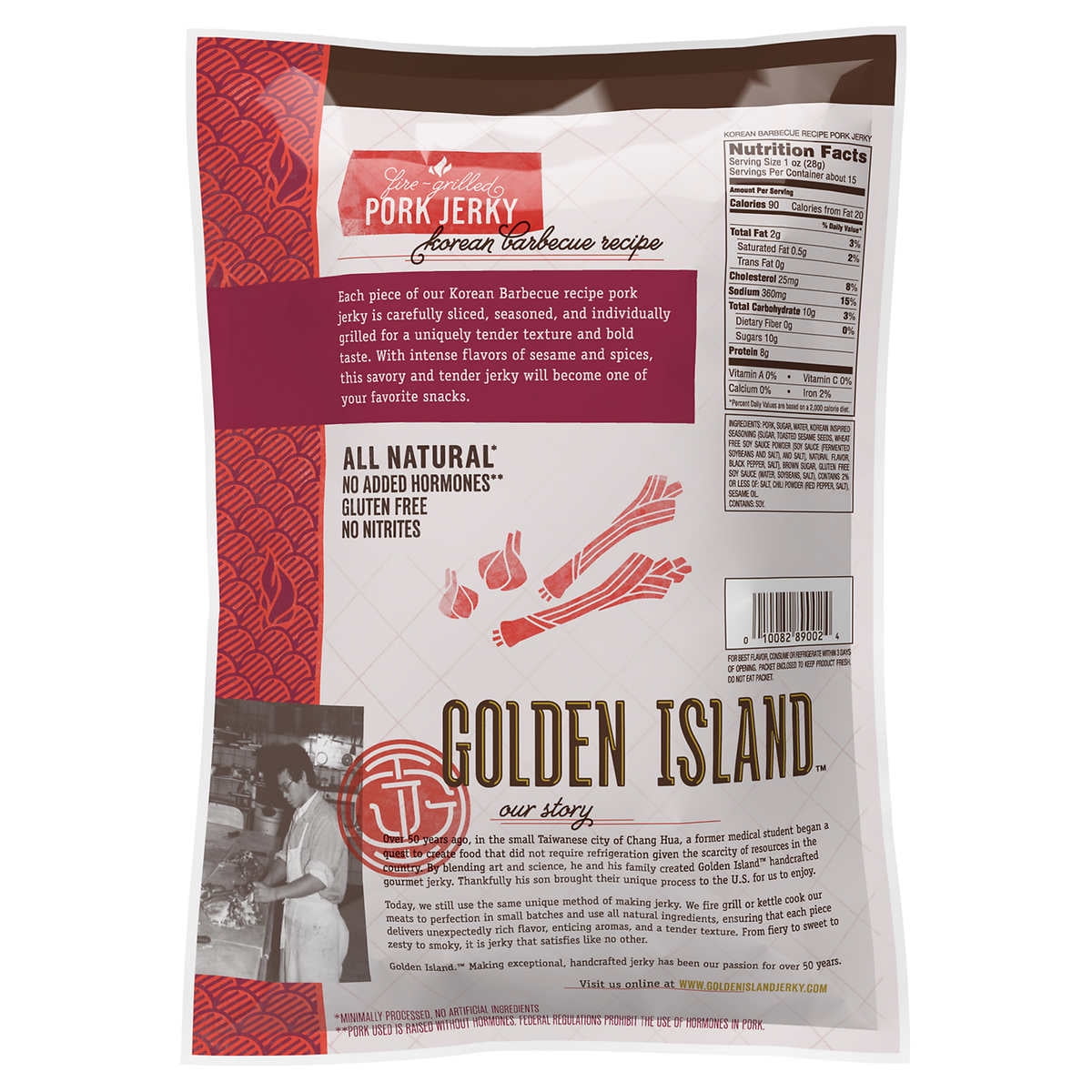 Golden Island Natural Style Pork Jerky, Korean Barbecue Recipe, 14.5oz (Pack of 3) 14.5 Ounce (Pack of 3)