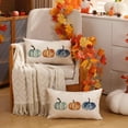 thumbnail image 3 of Fall Pillow Covers 12x20 Inch Fall Thanksgiving Orange Watercolor Lines Pumpkins Lumbar Autumn Pillow Covers Polyester Fall Decoration for Home Couch Y71C12, 3 of 6