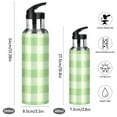 thumbnail image 2 of Green Checkered Pattern Sports Bottle with Straw Stainless Steel Water Jug Portable Thermal Cup Leak-proof 1000ML, 2 of 9