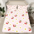 thumbnail image 2 of Manfei Red Cherry Queen Sheet Sets,Cartoon Daisy Flower Flat Sheet,Kawaii Floral Queen Fitted Sheet For Girls,Microfiber Bedroom Decor,4pcs, 2 of 7