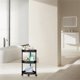 thumbnail image 5 of Estantería de esquina móvil para baño, organizador de almacenamiento para cocina, sala de estar, refrigerios, artículos de tocador, carrito rodante de tres niveles con ruedas, estante de almacenamient, 5 of 6