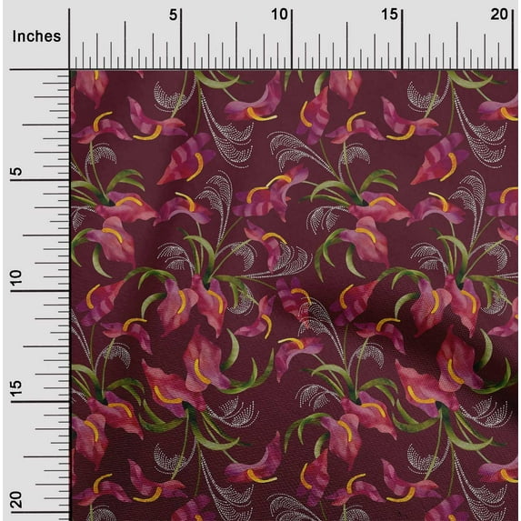 oneOone Cotton Poplin Fabric Laceleaf Leaves Sashiko Print Fabric by The Yard 42 Inch Wide