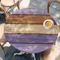 thumbnail image 2 of Farmhouse Purple Brown Round Tablecloth, Fitted Table Cover with Elastic for 55"-60" Round Tables, Vintage Wooden Striped Table Cloth Outdoor Indoor Dinning Party Waterproof Tablecloths, 2 of 7