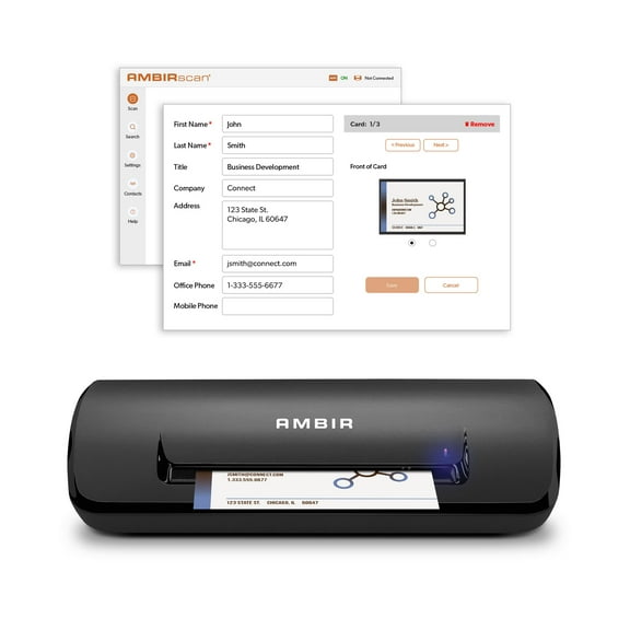 Ambir ImageScan Pro 687-BCS Duplex Card Scanner with AmbirScan Business Card for Windows PC