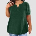 thumbnail image 2 of vigerkar Summer Cotton Plus Size Tops for Women Trendy Short Sleeve V Neck Loose Blouse Workout Basic Comfy T Shirts Tees (Dark Green, XL), 2 of 5