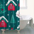 thumbnail image 4 of Dark Green Christmas Tree and House Pattern Shower Curtain 36"x72" ,Bathroom Decorative Shower Curtains Set with 12 Hooks,Modern Waterproof Washable Shower Curtain, 4 of 6