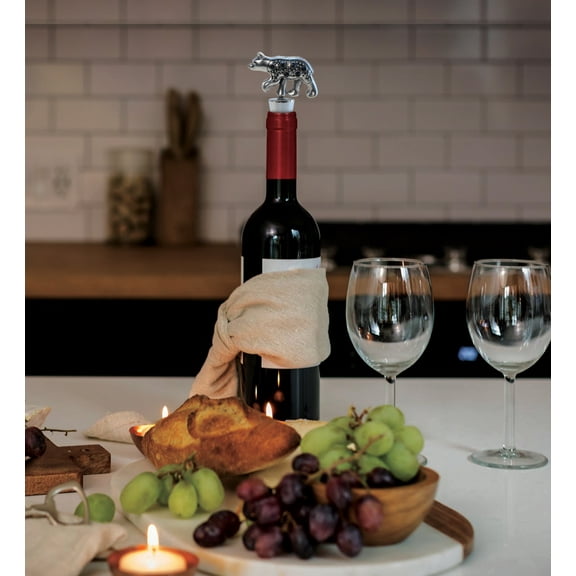puzzled metal black bear and moose wine stopper