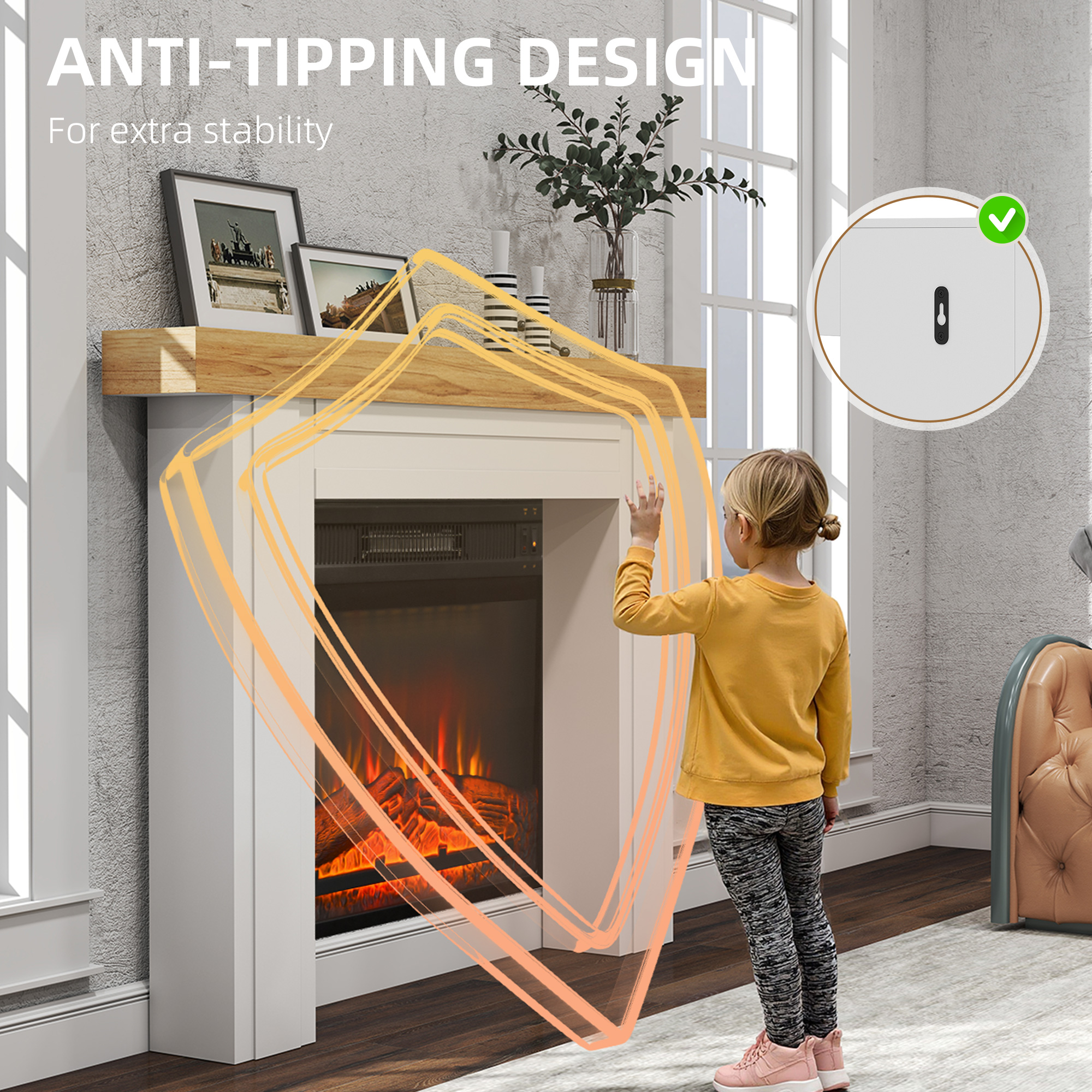 HOMCOM Modern Fireplace Mantel, Freestanding Fireplace Surround for Electric Fireplaces, with Leg, 51.2" W x 40.6" H, Natural Wood