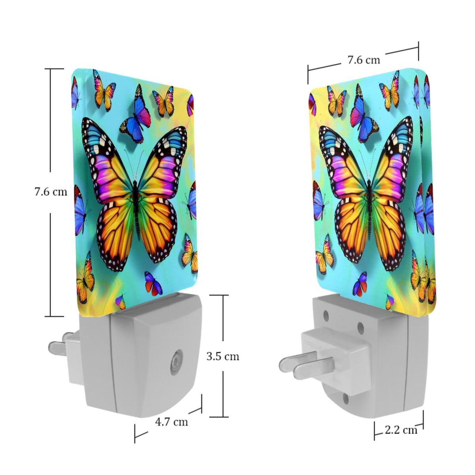 PhooArto Colored Rainbow Butterfly Plug in LED Night Light Auto Sensor Dusk to Dawn Decorative Night for Bedroom, Bathroom, Kitchen, Hallway, Stairs, Baby's Room, Energy Saving