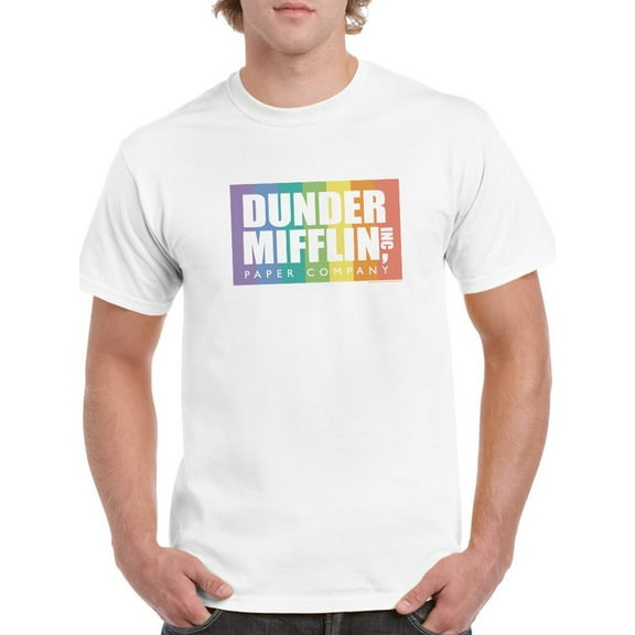 Dunder Mifflin Rainbow T-Shirt Men The Office, Male XX-Large