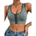 thumbnail image 5 of YWMJI Women's Sports Bra Front Closure No Underwire Bra Soft Wireless Push Up Bra Soft Seamless Supportive Sports Bra Front Closure Tank Bras Comfy Everyday Bras Yoga Running Gym Shape Brs Black L, 5 of 5