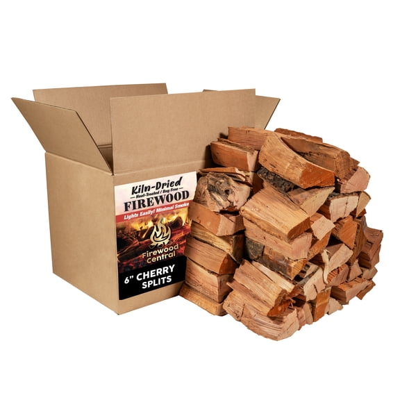 Firewood Central Kiln-Dried Cherry – 6” Splits (Approx. 42 lb) – Sweet Smoking Wood for Pizza Ovens, Grilling, Smoking, BBQ, Stoves & Fire Pits – Sweet Fruity Flavor, USA-Sourced