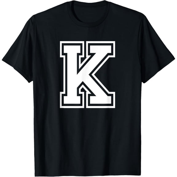 t-shirt Letter K Name Initial Varsity Alphabet Monogram T-Shirt mens,black,women,funny,journey,Crew Neck, Short Sleeve,custom clothing patterns.gift