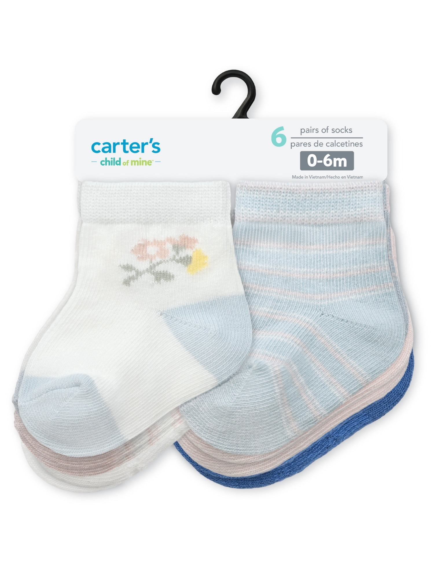 Carter's Child of Mine Baby Girl Crew Socks, 6 Pack, 0-6 Months