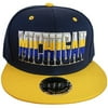 Michigan 4-Color Script Men's Adjustable Snapback Baseball Caps (Navy/Gold)