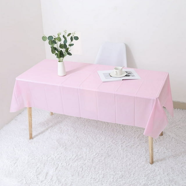 Nvzi 10 manteles desechables de plástico rectangulares de colores, impermeables, para fiestas, de 53,93 x 107,87 pulgadas, para picnic, cocina, cumpleaños (rosa)