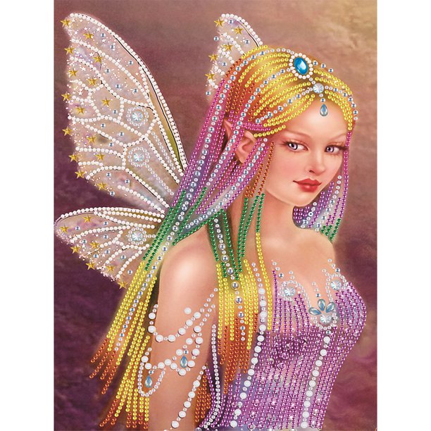 Kits de niña elfo con alas de taladro de pintura de diamante decoración de arte en forma parcial (UP282) FLhrweasw Nuevo