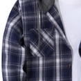 thumbnail image 5 of Mens Plaid Shirt Jacket Dqueduo Men's Flannel Plaid Long Sleeve Hooded Button Front Chest Pocket Casual Shirt Jacket Blue L, 5 of 5