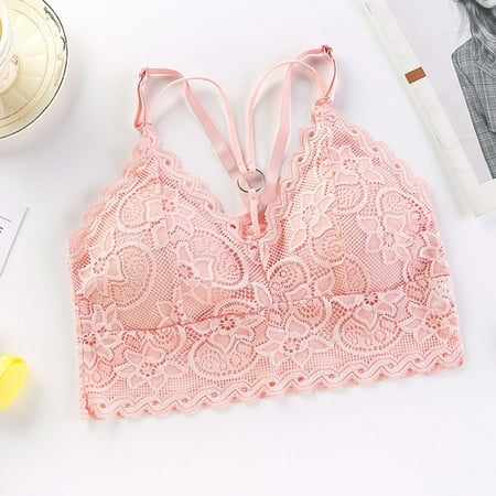 Limited Time Savings  Solid Color Steel Ring Camisole Bra  Lace Pad Gathering  Integrated Type  Daily Wear  Comfortable Support  For Women  Undergarment  Everyday Bra  Wirefree Bra | Pink Free Size