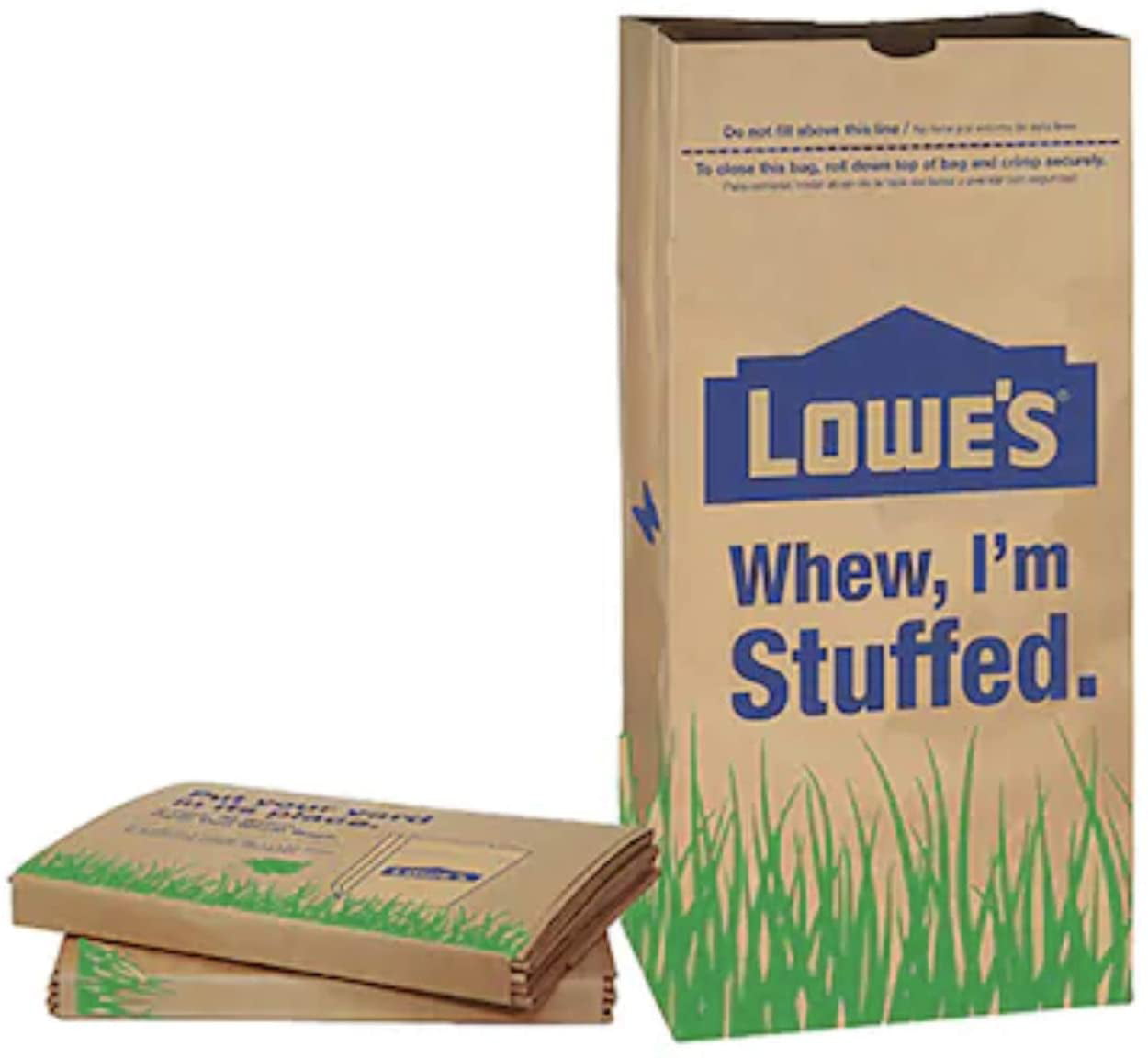 Large LOWESLL 10 Count Lowes 30 Gallon Heavy Duty Brown Paper Lawn and Refuse Bags for Home and Garden limited edition. 