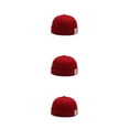 thumbnail image 3 of tamizeot Fashion Skullcap 3 Stripes Print Retro Sailor INS Style Bucket Docker Caps Brimless Solid Color Hat Bonnet Dancing Red 3Set, 3 of 6