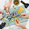 thumbnail image 4 of Saying Cutting Board, Welcomig Hello Summer Enjoy Words with Hearts Flowers Anchors Print, Decorative Tempered Glass Cutting and Serving Board, Large Size, Multicolor, by Ambesonne, 4 of 5