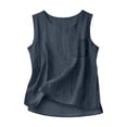 thumbnail image 4 of Cotton Linen Tank Tops for Women Lightweight Crew Neck Sleeveless Summer Shirts Gauze Loose Causal Athlete Camisole 2026 Navy M, 4 of 5