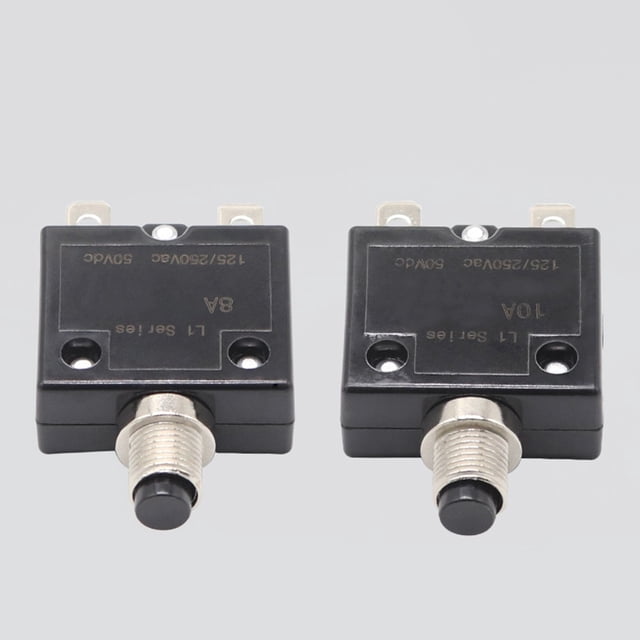 BTOER 1pc Mini Current Overload Protector Switch Circuit Breaker 5A 8A 10A 15A 18A 20A 25A 30A Power Supply Manual Reset Button