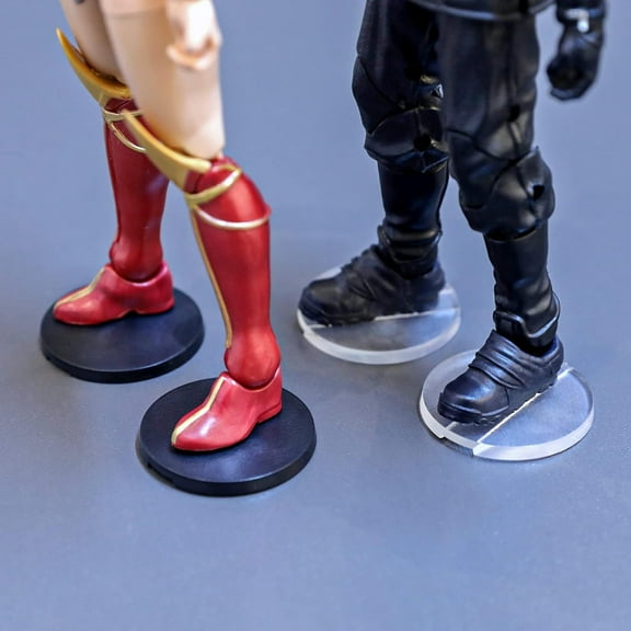 Display Base Stands for 6-inch Action Figures, Clear and Black, 28 Piece