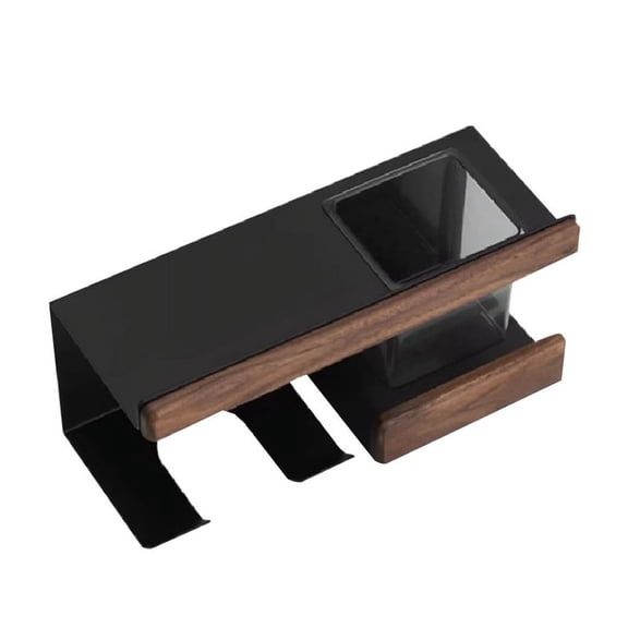 Wall Mount Walnut Wooden Hair Dryer Holder Stand Bathroom Stylish Hair Tool Rack Organizer Shelf Blow Dryer Holder Pylon