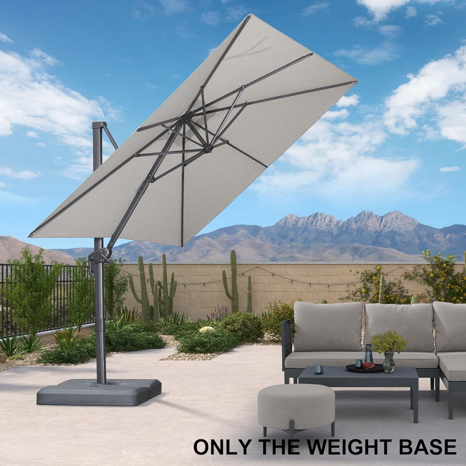Purple Leaf 165lbs Sturdy Square Plastic Patio Offset Cantilever Umbrella Base, UV Resistant