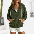 thumbnail image 2 of Turilly Women's Corduroy Henley Hoodie Half-Button Drawstring Pullover Sweatshirt with Kangaroo Pocket for Fall and Winter, 2 of 6