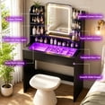 thumbnail image 3 of ICEELF Small Vanity Desk for Girls with Tempered Glass Top, Smart RGB Drawer, APP & Remote, 6000+ Colors, Music Sync, Timer, 3-Color LED Mirror, 5 Shelves, Black, 3 of 10