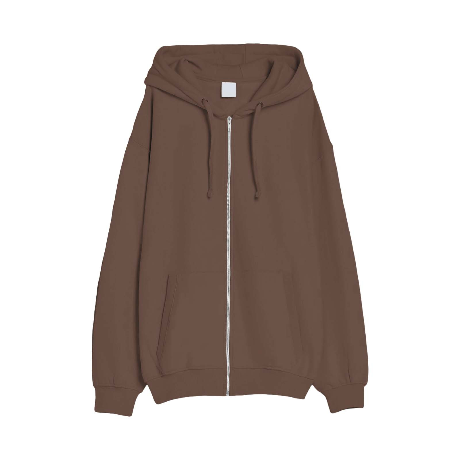 SNOWSONG Baggy Hoodie Men Mens Jacket Men's Spring / Fall Cardigan Sweatshirt Couple Tops Long Sleeve Drawstring Hooded Jacket Zip up Hoodie Men Big and Tall Hoodie Coffee 4XL