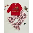thumbnail image 3 of Kid Toddler Girls Pants Clothing Set, 6 12 18 24 Months 2T 3T 4T 5T Tree Print Long Sleeve Sweatshirt with Flare Pants Christmas Outfit, 3 of 9