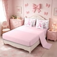 thumbnail image 4 of Meiyoeat Girly Letter A Twin Bedding Sets 7-Piece for Girls, Pink Bow Print Bedding Comforter Set for Bedroom, Pink White,Pink Reversible, 4 of 6